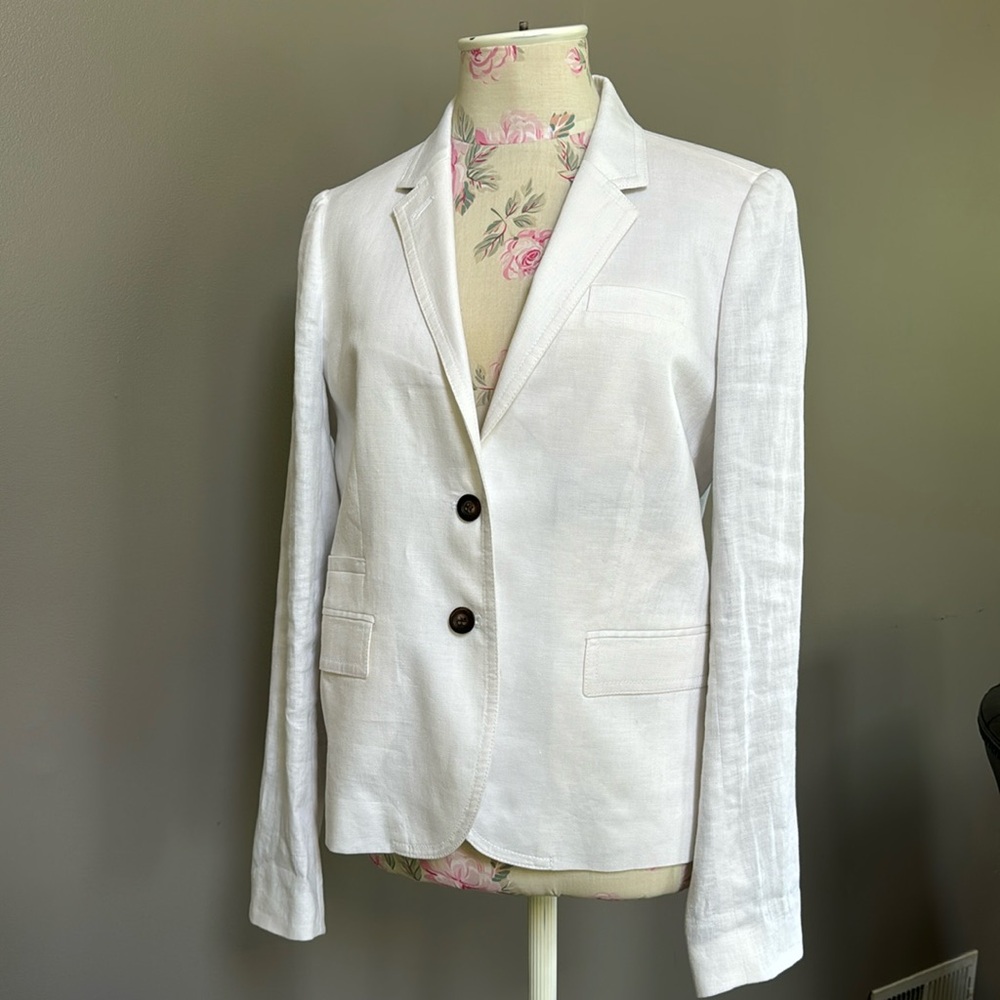 Jcrew white linen blazer